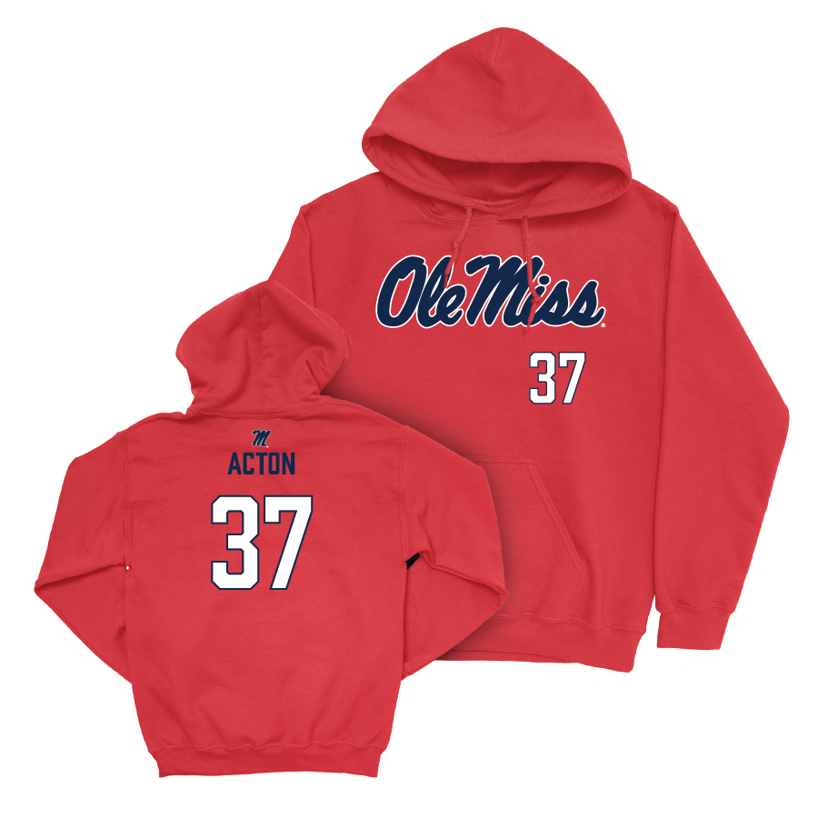 Ole Miss Football Red Wordmark Hoodie  - Austin Acton