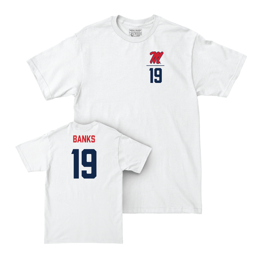 Ole Miss Football White Logo Comfort Colors Tee  - Travaris Banks