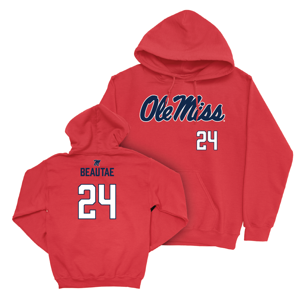 Ole Miss Softball Red Wordmark Hoodie   - Lair Beautae