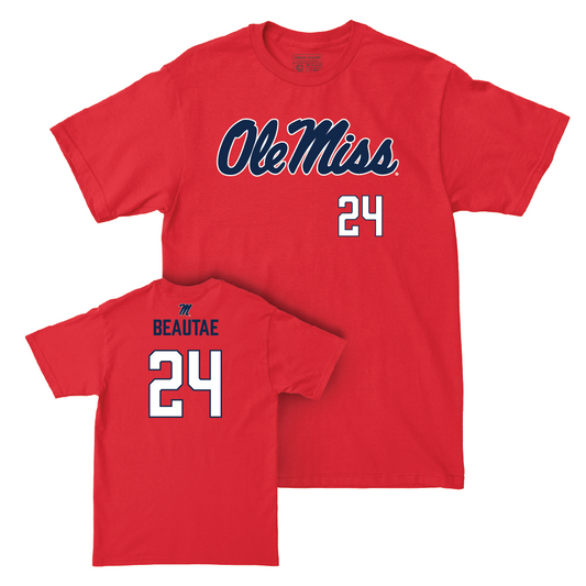 Ole Miss Softball Red Wordmark Tee   - Lair Beautae