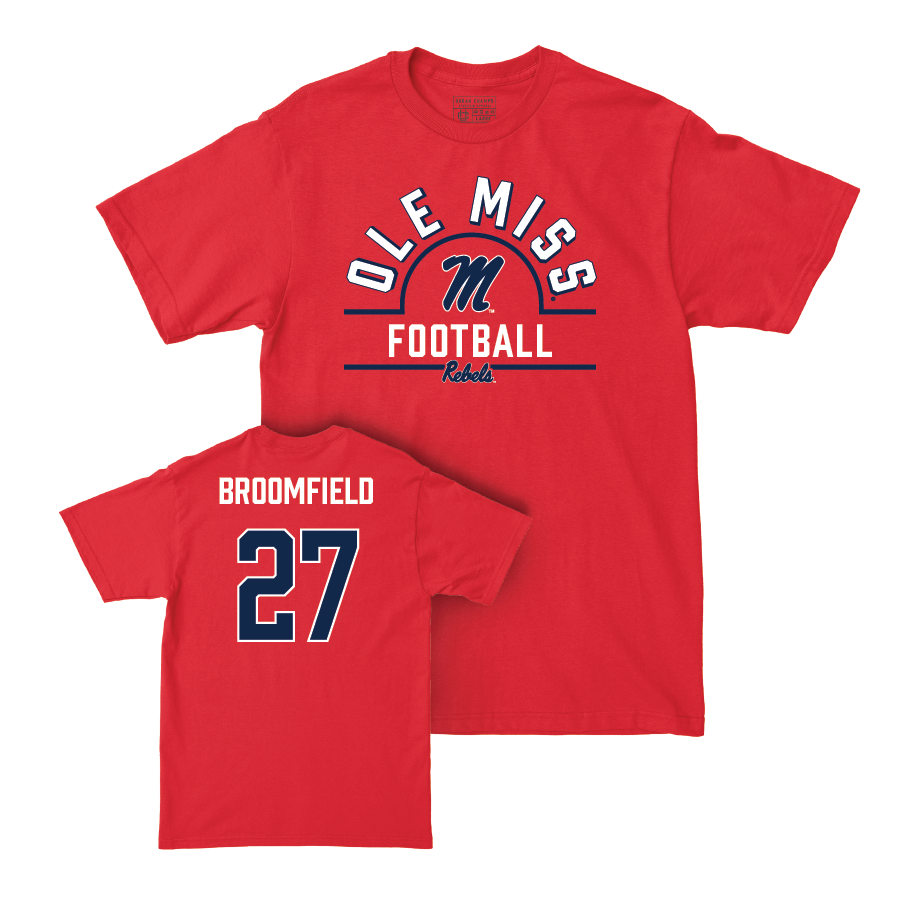 Ole Miss Football Red Arch Tee  - Pat Broomfield