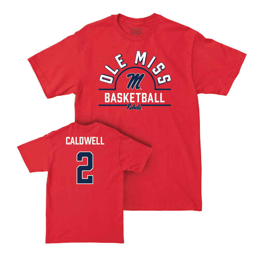 Ole Miss Men's Basketball Red Arch Tee  - TJ Caldwell