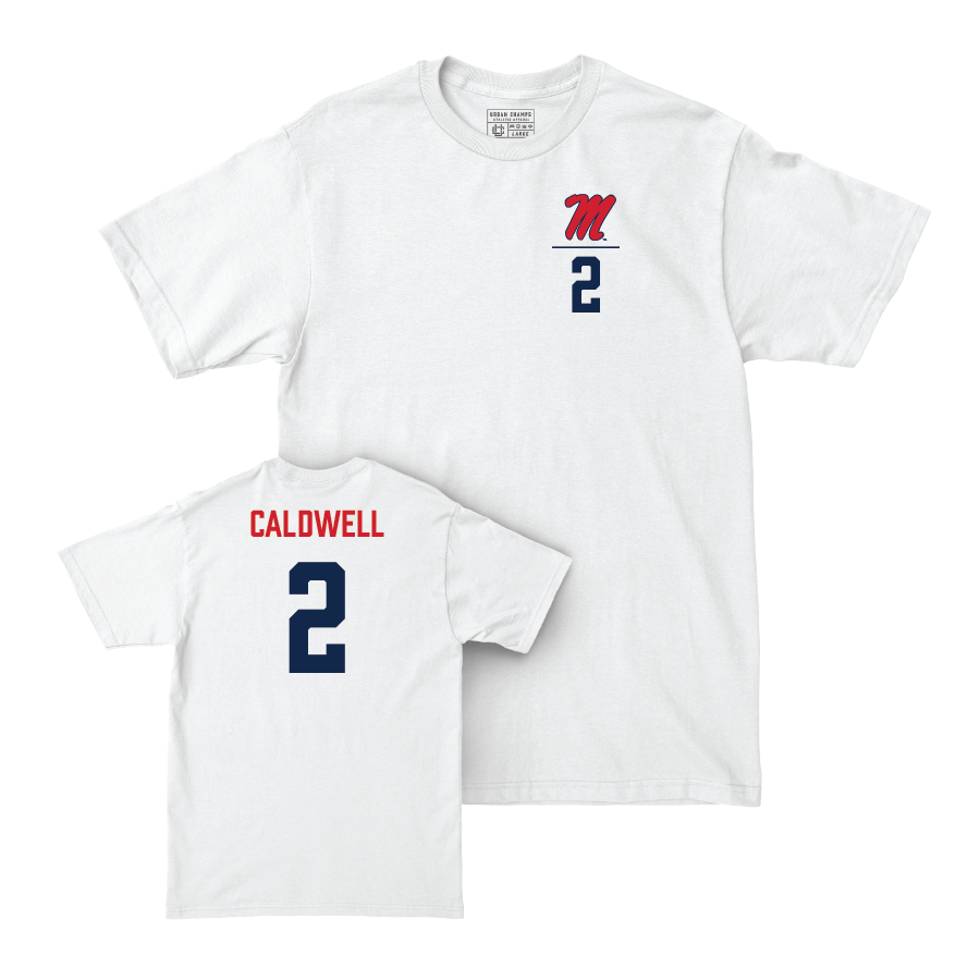 Ole Miss Men's Basketball White Logo Comfort Colors Tee  - TJ Caldwell