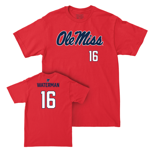 Ole Miss Football Red Wordmark Tee - Braden Waterman Small