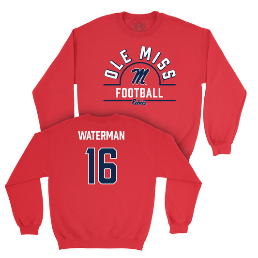 Ole Miss Football Red Arch Crew - Braden Waterman Small