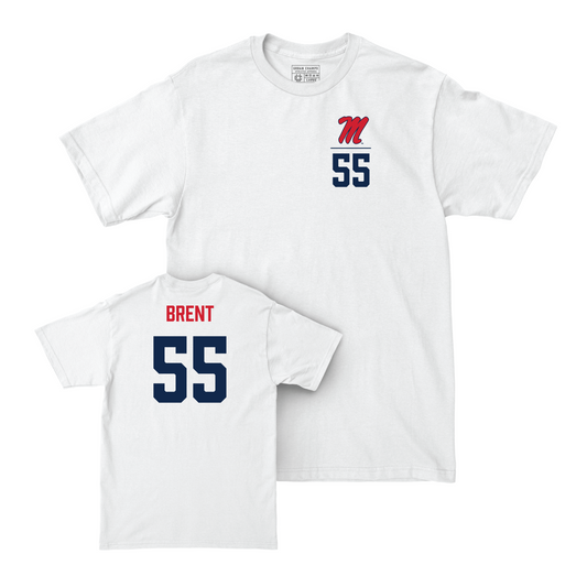 Ole Miss Men's Basketball White Logo Comfort Colors Tee - Cam Brent Small