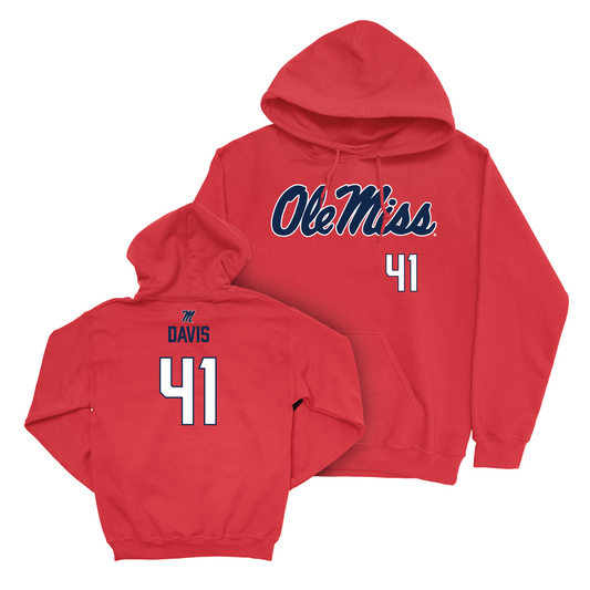 Ole Miss Football Red Wordmark Hoodie - Caden Davis Small