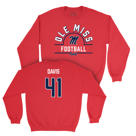 Ole Miss Football Red Arch Crew - Caden Davis Small