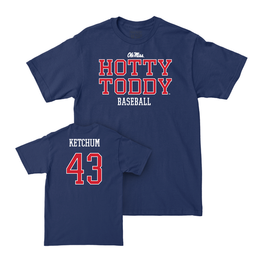 Ole Miss Baseball Navy Hotty Toddy Tee - Cole Ketchum Small