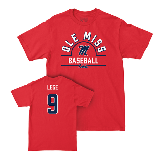 Ole Miss Baseball Red Arch Tee - Ethan Lege Small