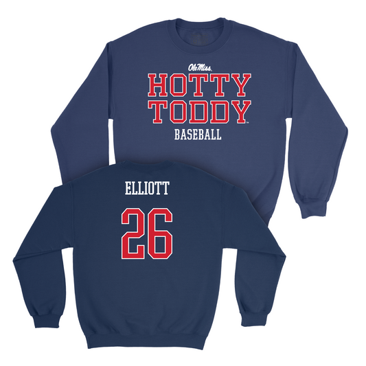 Ole Miss Baseball Navy Hotty Toddy Crew - Hunter Elliott Small