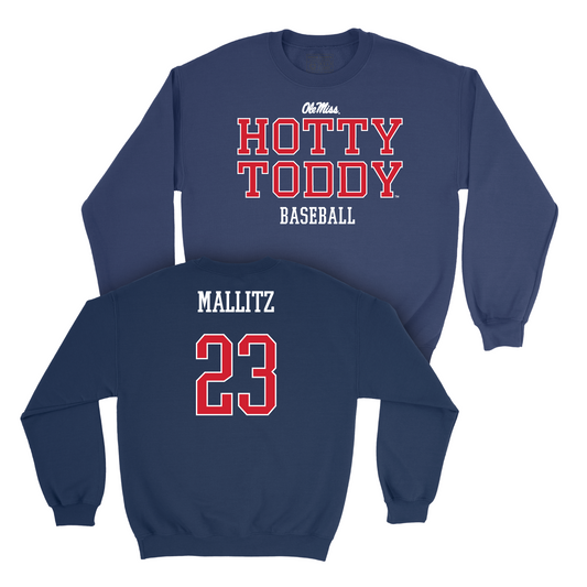 Ole Miss Baseball Navy Hotty Toddy Crew - Josh Mallitz Small
