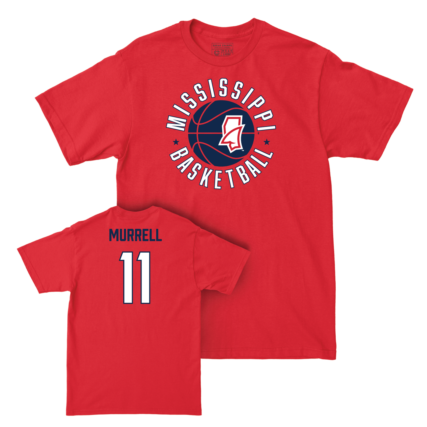 Ole Miss Men's Basketball Red Hardwood Tee - Matthew Murrell Small