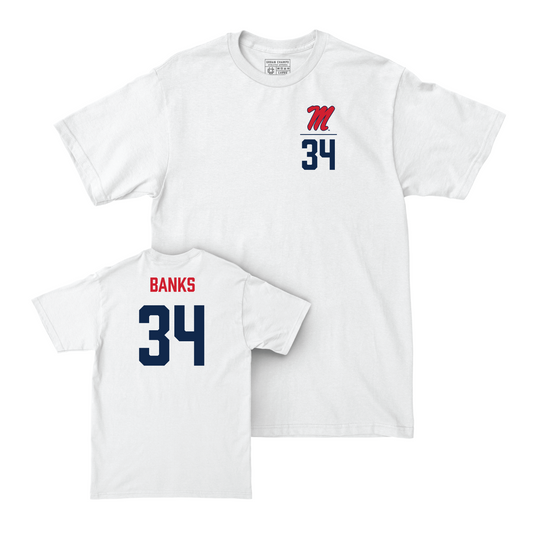 Ole Miss Football White Logo Comfort Colors Tee - Tyler Banks Small