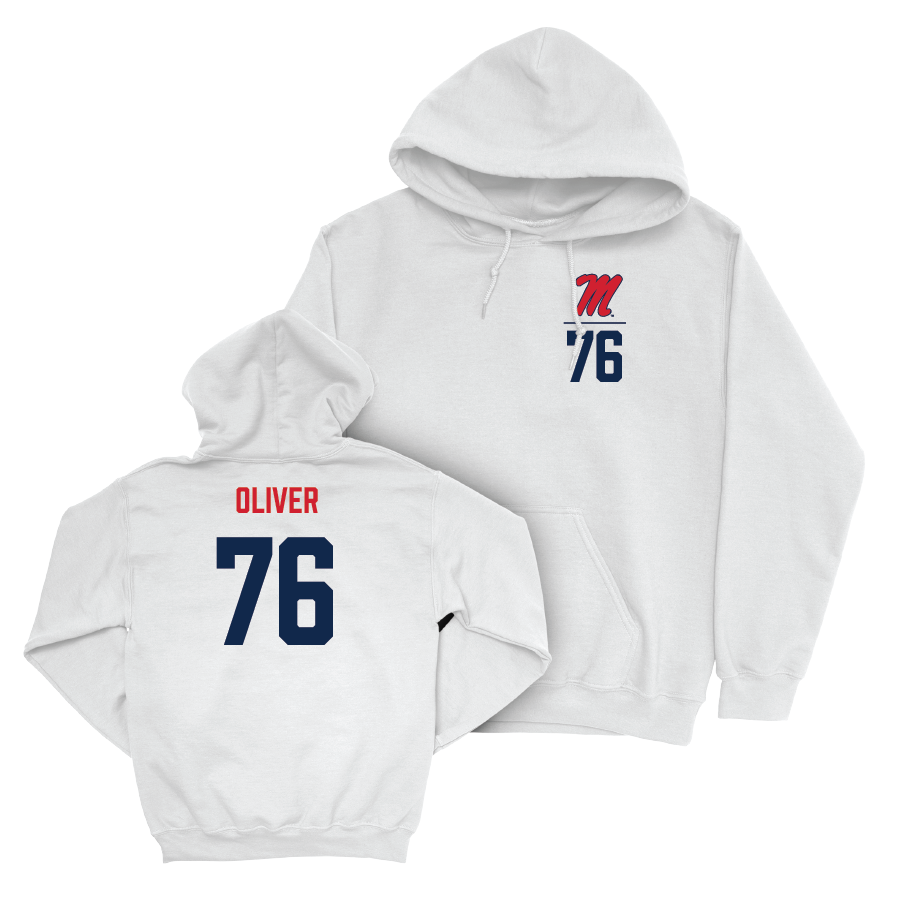 Ole Miss Football White Logo Hoodie  - John Wayne Oliver