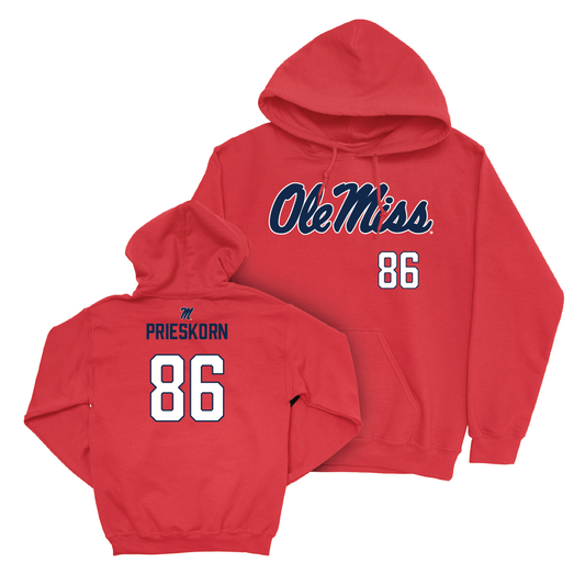 Ole Miss Football Red Wordmark Hoodie  - Caden Prieskorn