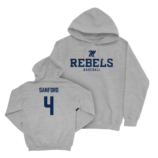 Ole Miss Baseball Sport Grey Classic Hoodie  - Mitchell Sanford