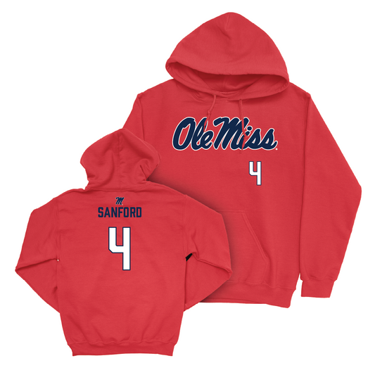 Ole Miss Baseball Red Wordmark Hoodie  - Mitchell Sanford