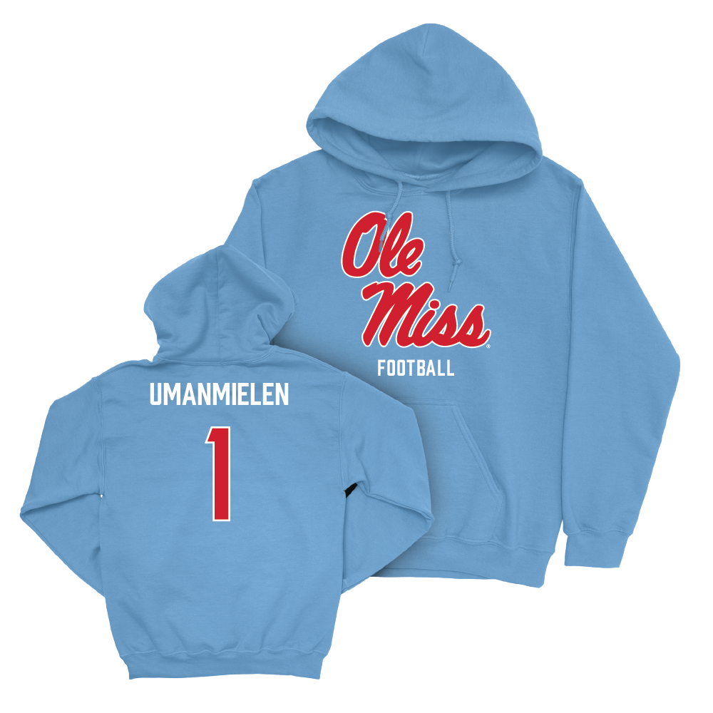 Ole Miss Football Powder Blue Sideline Hoodie  - Princely Umanmielen