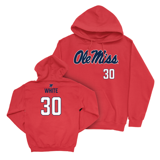 Ole Miss Football Red Wordmark Hoodie  - Trip White