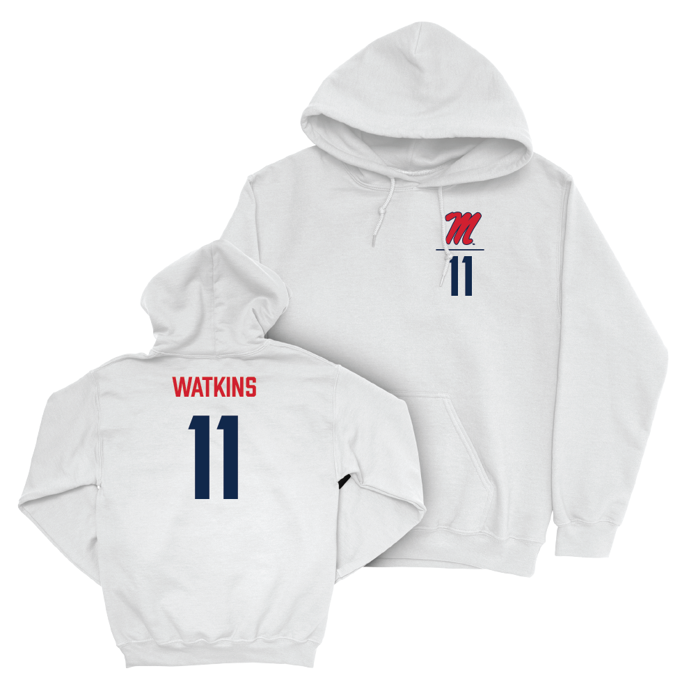 Ole Miss Football White Logo Hoodie  - Jordan Watkins