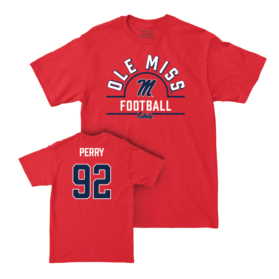 Ole Miss Football Red Arch Tee   - Rashard Perry