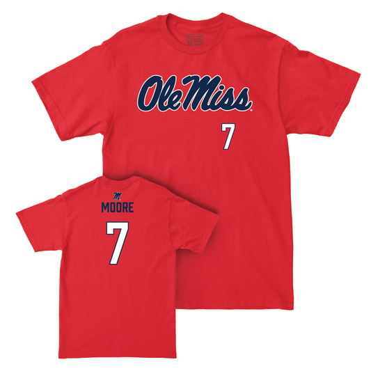 Ole Miss Football Red Wordmark Tee   - Louis Moore