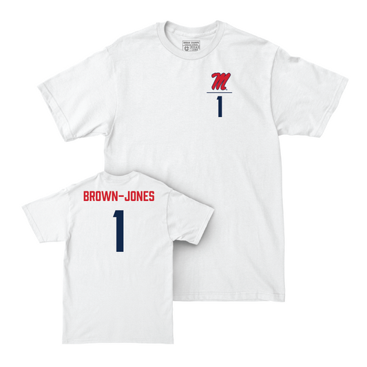 Ole Miss Men's Basketball White Logo Comfort Colors Tee  - Mikeal Brown-Jones