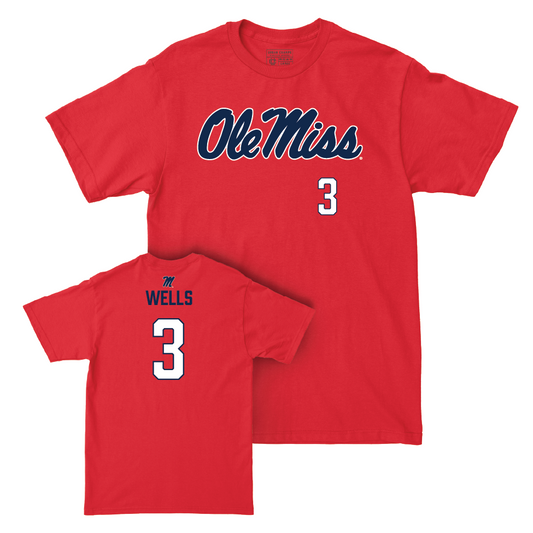 Ole Miss Football Red Wordmark Tee   - Antwane Wells