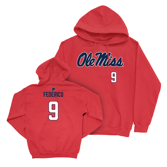 Ole Miss Baseball Red Wordmark Hoodie  - Hayden Federico