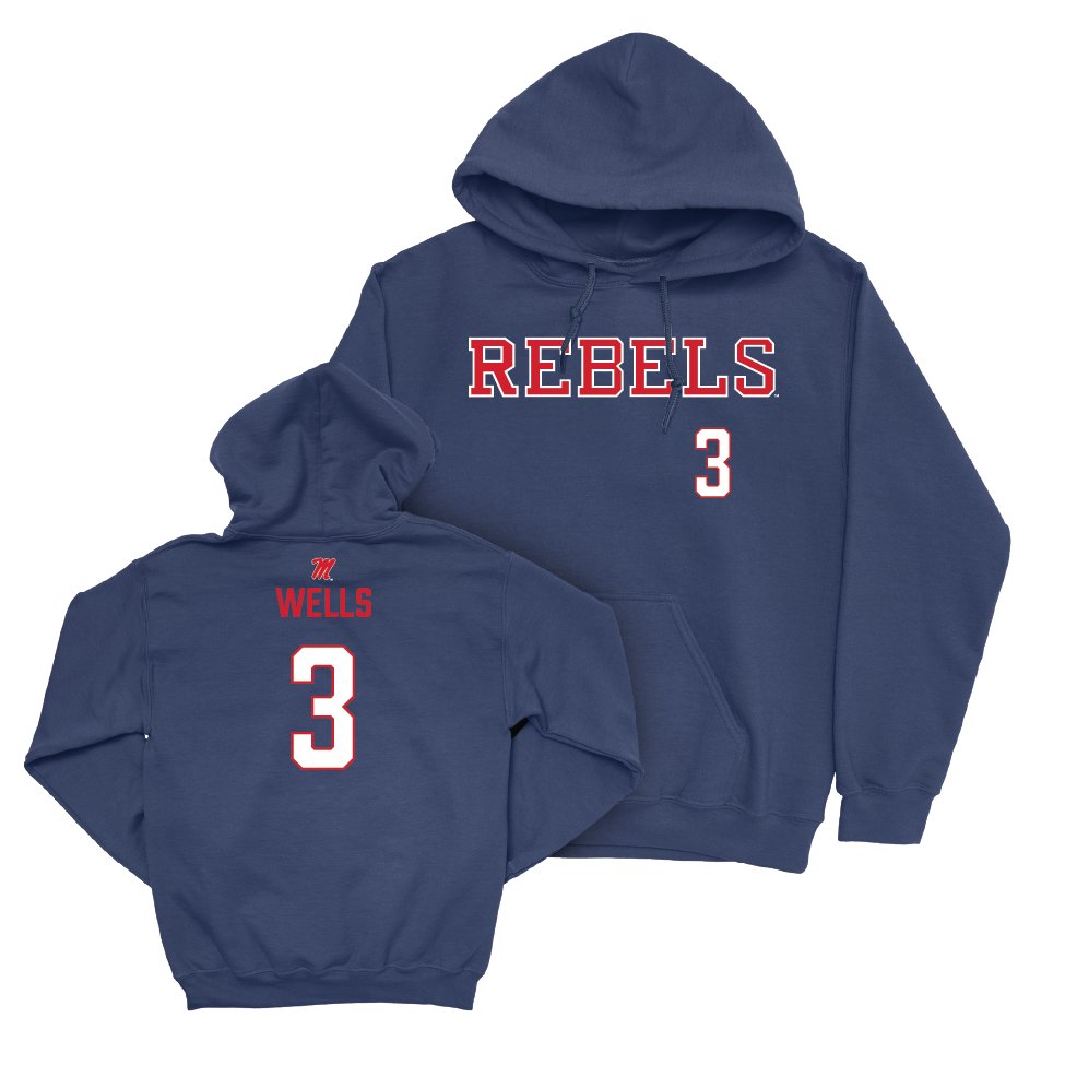 Ole Miss Football Navy Rebels Hoodie   - Antwane Wells