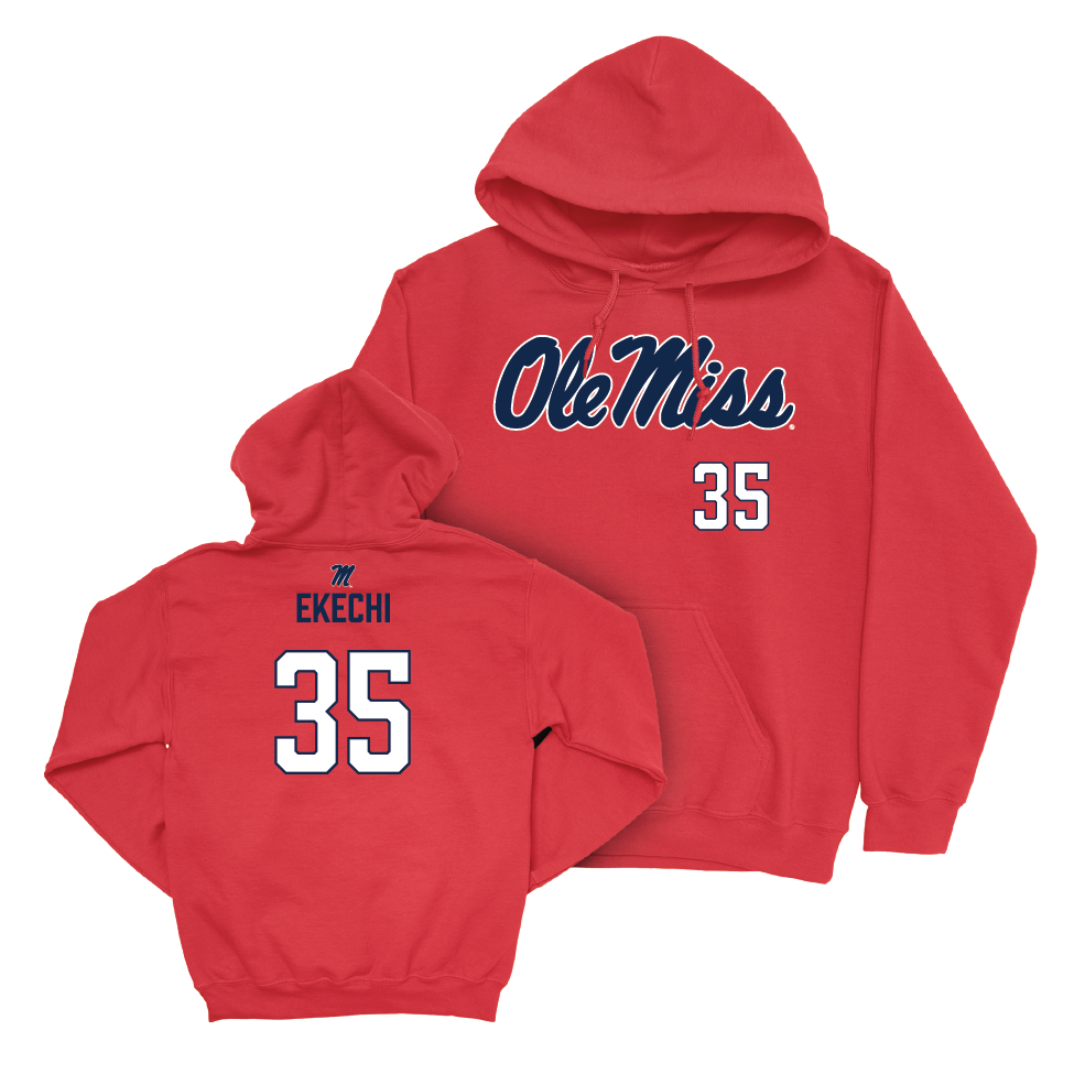 Ole Miss Football Red Wordmark Hoodie  - Raphael Ekechi