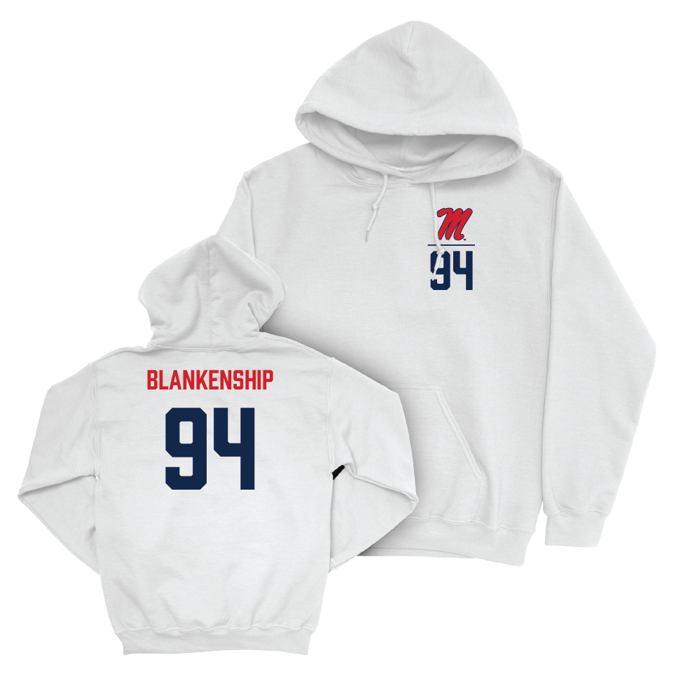 Ole Miss Football White Logo Hoodie  - Caleb Blankenship